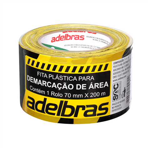 Fita Demarcação 70mm x 200m Adelbras Zebrada Unitária